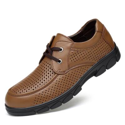 Men's Leather Hollow Out Lace Up Casual Outdoor Driving Comfort Shoes Oversize