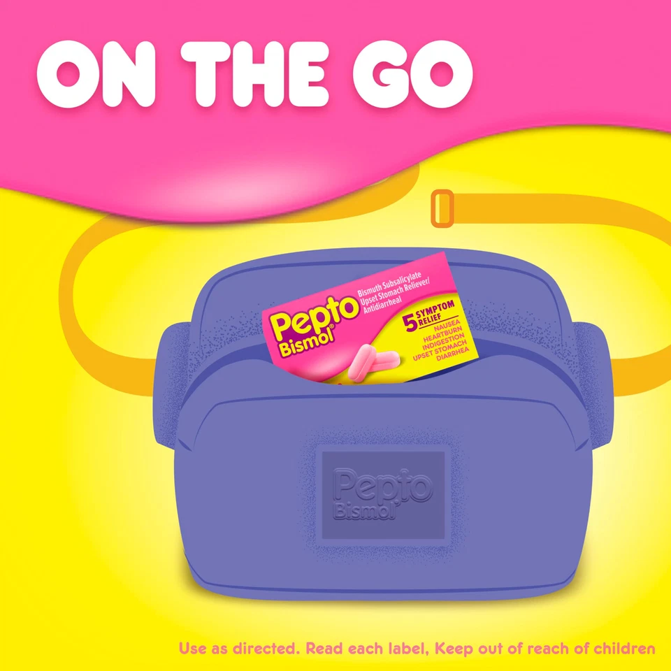 Pepto Bismol Caplets for Upset Stomach & Diarrhea Relief, Over-the-Counter 40 Ct - Image 4 of 4