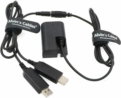 DR E6 DC Coupler Dummy Battery to Dual USB Power Adapter Cable LP E6 Replacement