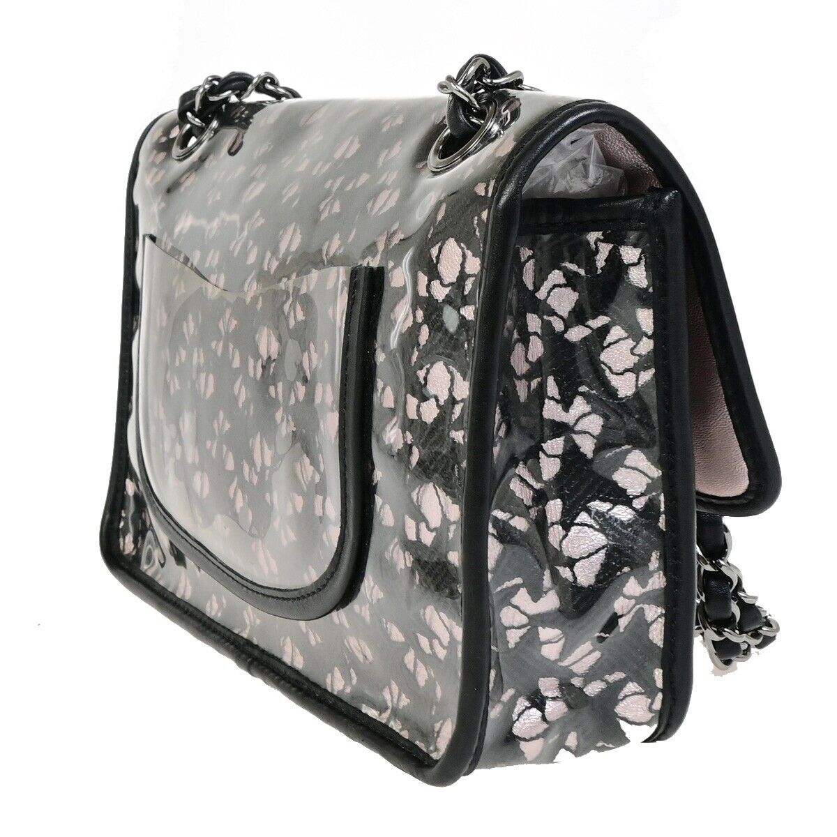CHANEL CC Black Lace Star Chain Shoulder Bag Vinyl Leather CHANEL CC Black Lace Star Chain Shoulder Bag Vinyl Leather