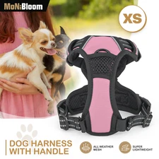 Pink Adjustable Reflective Dog Pet Harness Control Handle No Pull Soft Pet Vest