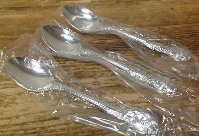 Silverplate Silver Plate National Sonora Roses Floral 3 Oval Place Soup Spoons