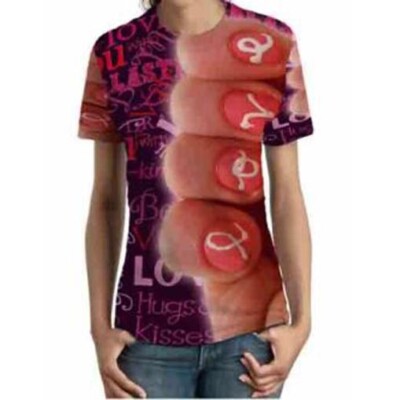 New Women's T-Shirt Love Happy Valentine Design Tshirt Polyester Fullprint