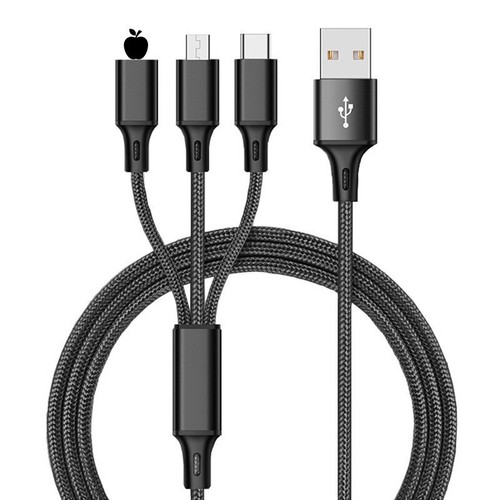3 in 1 Multi USB Cable Universal Fast Charger Lead For IOS Samsung Phone Type C - Picture 3 of 18