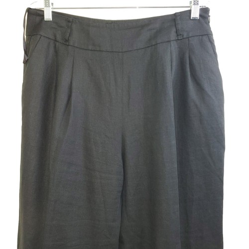 Jones New York Women’s Black Cropped Wide Leg Pants 100% Linen Cuffed, Size 12 - Picture 2 of 14