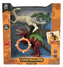 3 PCS Dinosaurs Play Set for Ages 3 Hadrosaurus  Spinosaurus w/Tree Decoration