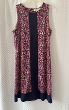 Michael Kors Blue Red Floral Casual Stretchy Shift Dress Size Medium