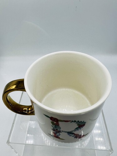 Opal House “R” Initial Monogrammed Mug Floral Letter Gold Handle Porcelain 16 oz - Picture 3 of 6