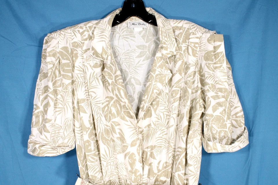 Vestido Blusa DE COLECCIÓN MISS DORBY Caqui FLORAL Cinturón BOLSILLOS LATERALES Sarga SURPLICE Foto 2 de 4