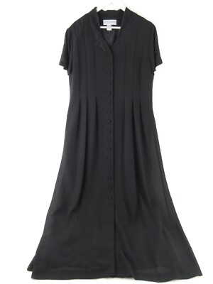 Vintage Jessica Howard Beaded Dress Women's 14 Black Crepe Pleated Tie Back  Maxi | eBay