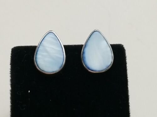 Beautiful Sterling 925 PB-Peyote Bird Teardrop Aqua Shell Earrings
