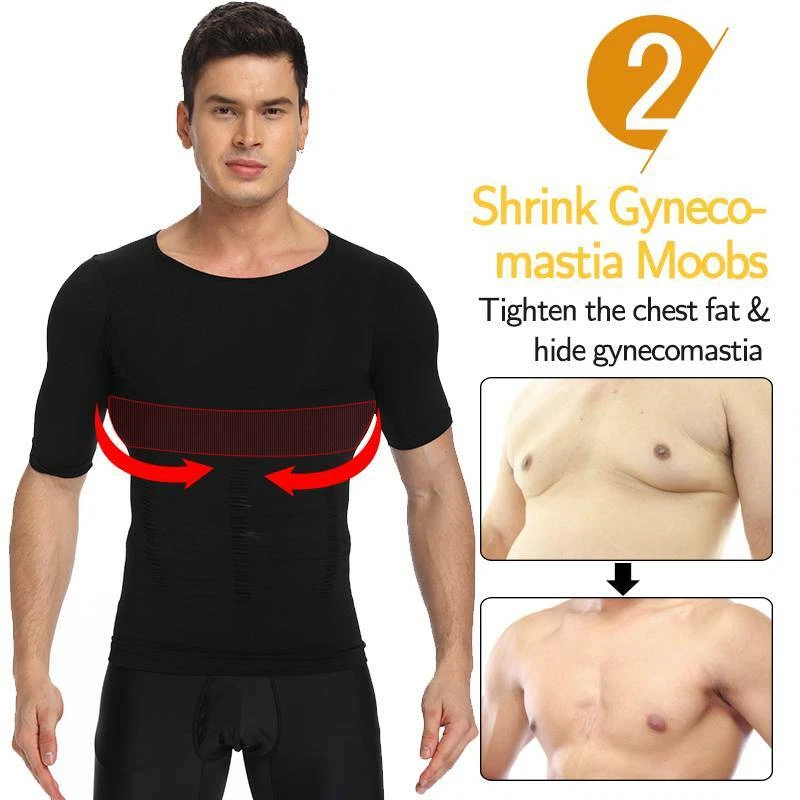 Hombres Adelgazante Cuerpo Modelador Corrector de Postura Chaleco Abdomen Compresión Prendas para el torso Camiseta Foto 4 de 4