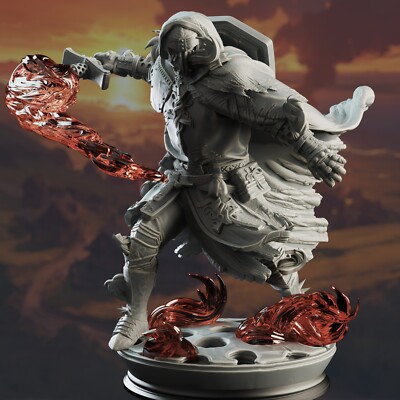 Embernos Fire Genasi Crusader Paladin Fighter Cleric Miniature | D&D DnD