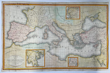 MEDITERRANEAN SEA 1811 PIERRE LAPIE 19TH CENTURY LARGE ANTIQUE MAP
