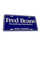 Vintage Fred Beans Everything Automotive License Plate  West Chester