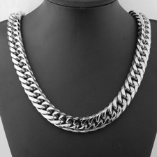 Heavy Punk Mens Stainless Steel Cuban Curb Link Chain Necklace Silver 19mm 21mm
