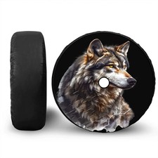 Spare Tire Cover w/ Camera Hole Wolf Design Jeep Wrangler RV SUV 4x4
