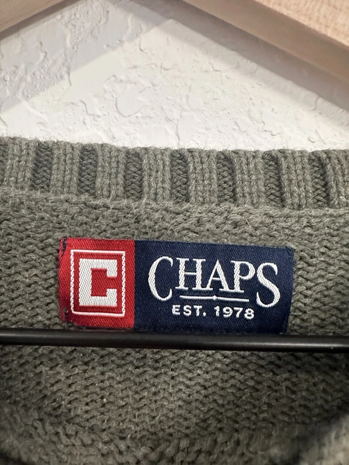 Suéter Chaps Para Mujer Calce Clásico Algodón Cuello Redondo Talla XL Verde Oliva Foto 4 de 4