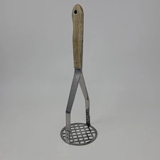 Vintage Imperial Potato Masher Stainless 3 Rivet Wood Handle Kitchen Utensil 10"