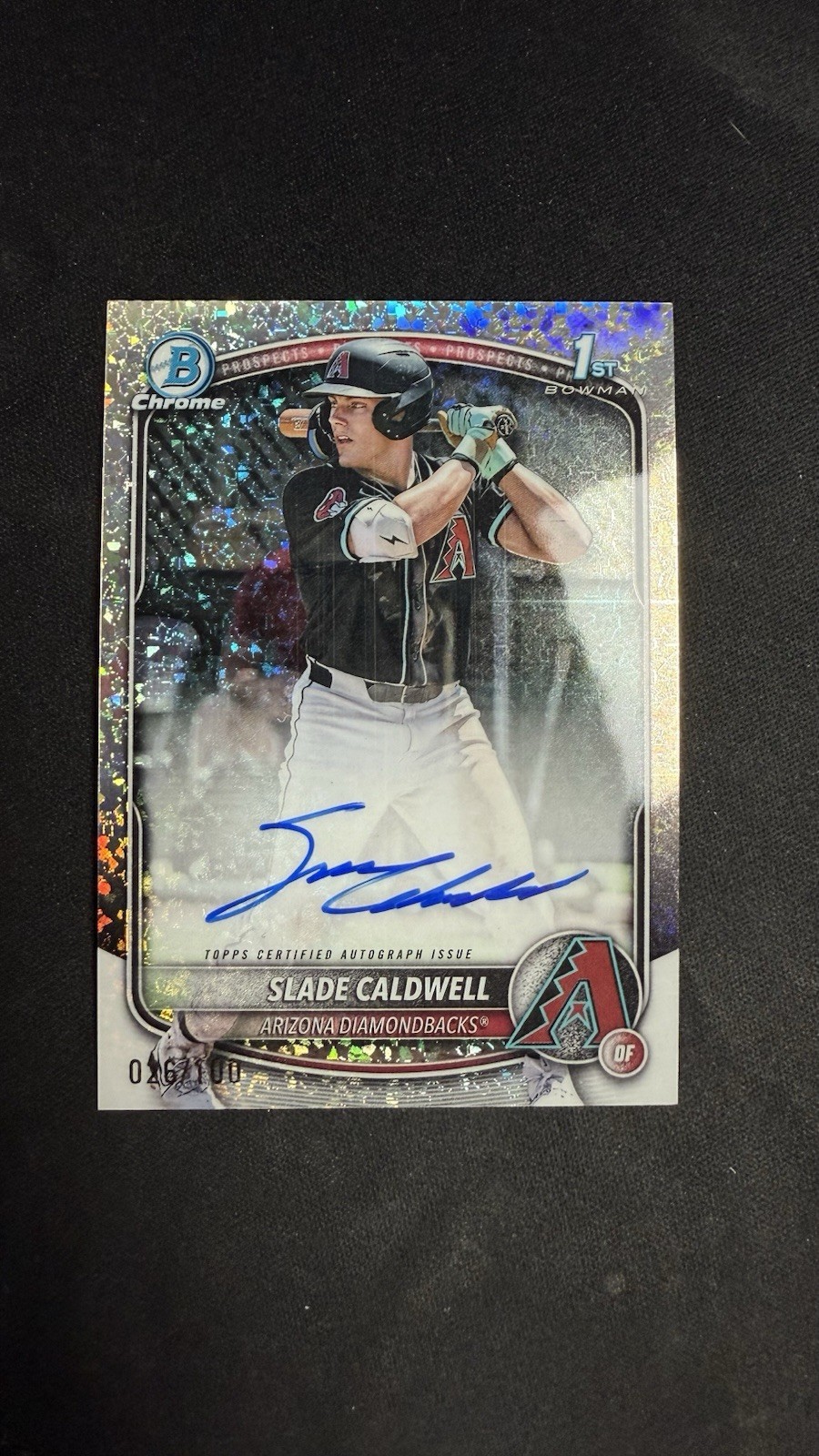2025 BOWMAN SLADE CALDWELL 1st CHROME MINI DIAMOND AUTO RC  /100 DIAMONDBACKS