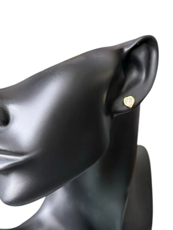 Aretes Giani Bernini Oro 18K 5mm Bisel Corazón Circonita cúbica Plata Esterlina Nuevos con Etiquetas Foto 3 de 3