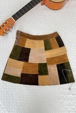 Vintage 60s 70s Woman s Suede Patchwork Skirt By Latigo West Leatherwear 9/10