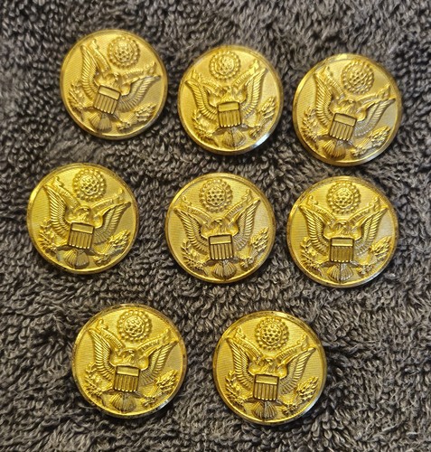 US Army Eagle Buttons Great Seal Tunic Button 7/8 inch 22mm 36L - Lot Of 8.