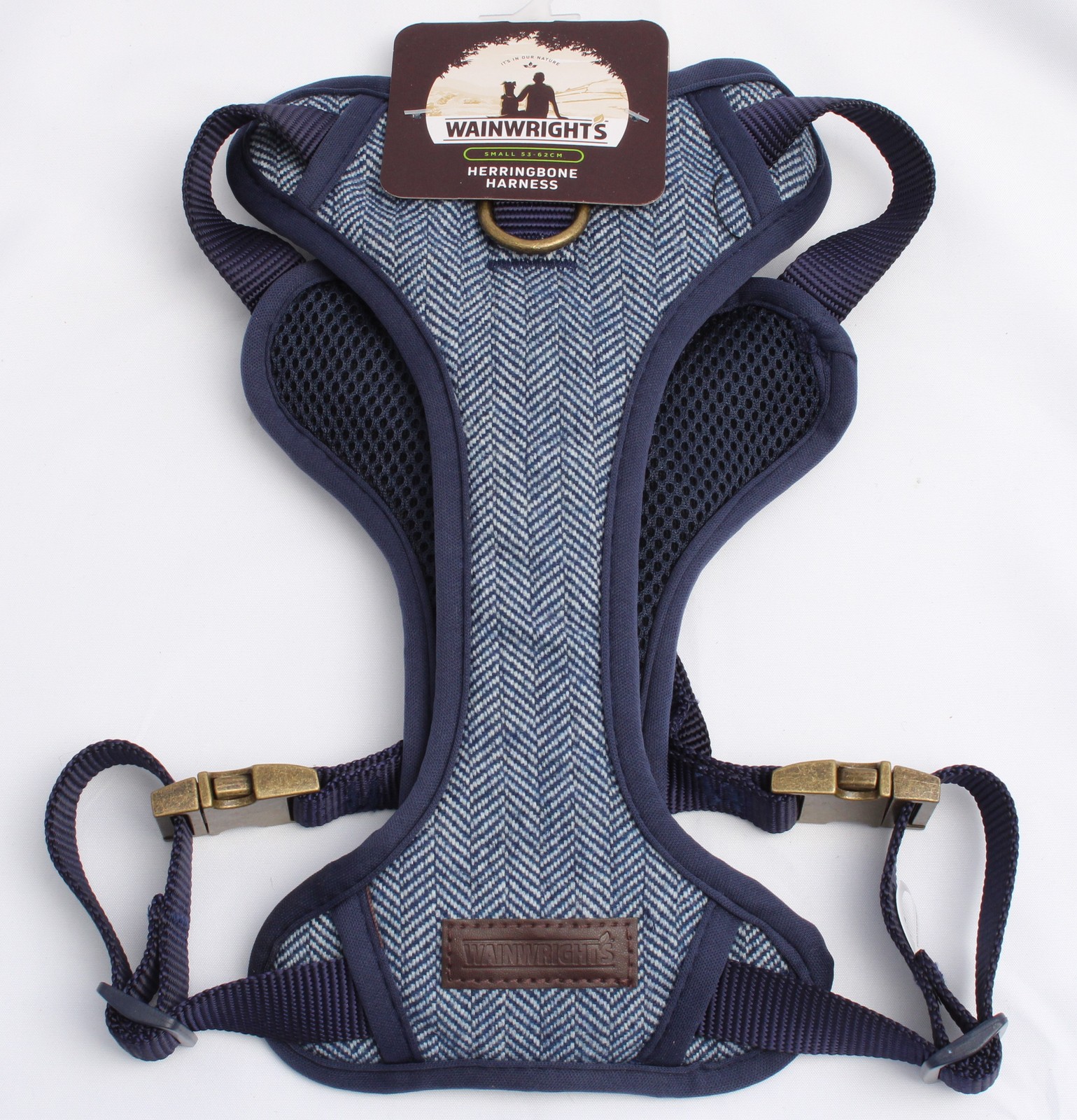 Wainwright's Navy Blue Herringbone Dog Harness Small 53-62cm (New)