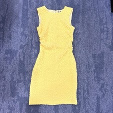 NWT Anthropologie Textured Mini Shift Dress Yellow Sleeveless Size XS