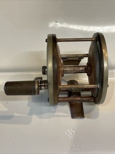 Antike Julius Vom Hofe Freispule Leder Daumenschleppen Hartgummi Größe 3/0 Rolle - Bild 7 von 22
