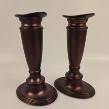 Set Of 2 Valerie Parr Hill Copper Finish Candle Stick Holders 5” Tall Very Nice