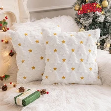 Christmas Tree White Throw Pillow Covers 20x20 inches Set of 2,Winter Holiday...