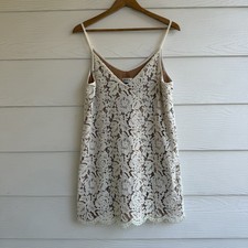 Space 46 Boutique  Ivory Lace Mini Dress Women’s Size Small Bohemian Straps