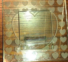 Heavy Glass Family Heart Office Decorative Line 3" x 3" Picture Photo Frame D14