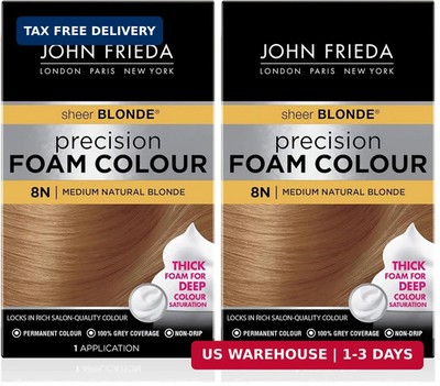 John Frieda Precision Foam Colour, Medium Natural Blonde 8N, Full-Coverage Hair