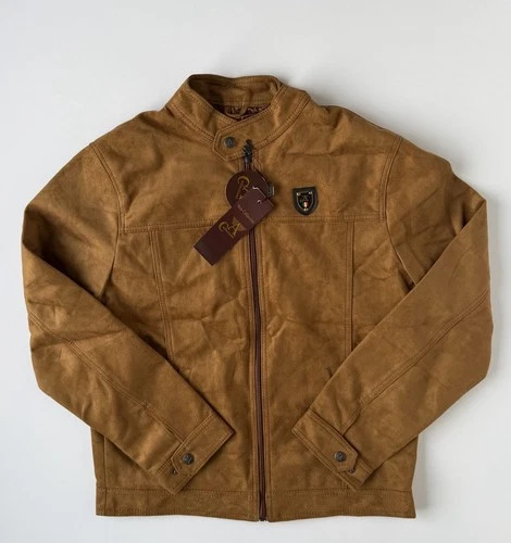 NWT CA Collezioni Mens Brown Faux Suede Jacket Cafe Racer Size XXL New - product listing photo