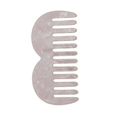1 Pc M-shaped Marble Wide Tooth Comb White