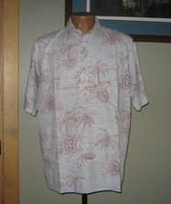 Go Barefoot Men's Hawaiian Pullover Reverse Cotton Shirt Large Multi Made in USA