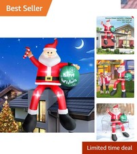 8 FT Christmas Inflatable Santa Claus Outdoor Decorations, Blow up Sitting Sa...