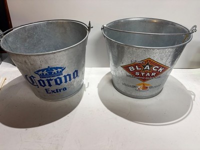 Corona Extra & Black Star Beer Ice Bucket 5 Qt Metal Party Bucket Vintage