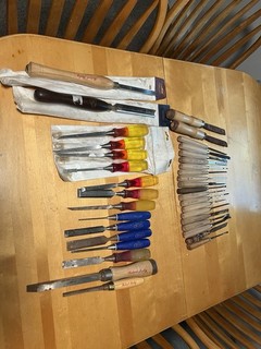Vintage Lot Of Wood Chisels Wood Turning Working Tools Marples Robert Sorby