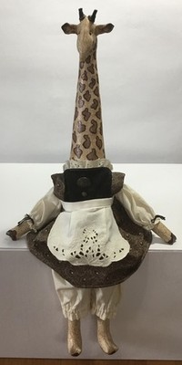 Carol Miljus Soft-Sculpture Giraffe Doll Hand-Made Painted and Signed 1997 OOAK