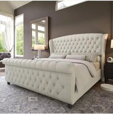 Luxury Tulip Wing Sleigh Bed in Soft Plush Velvet 3Ft,4Ft,5Ft,6Ft Free Delivery