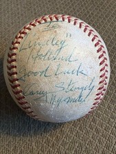 Casey Stengel  Autograph  Warren Giles National League Signed Baseball NY Mets