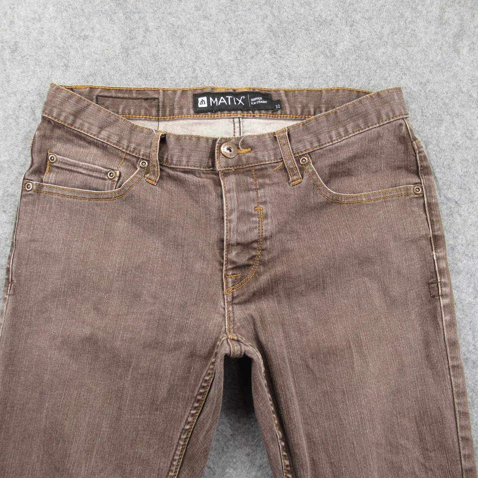 Matix Gripper Slim Straight Men's Brown Denim Jeans 32 Waist - Image 3 of 4