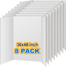 8 PCS 36" X 48" Trifold Poster Board White Trifold Foldable Display Poster Board