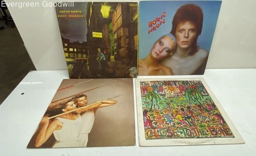 VTG 4pc Vinyl LP Lot David Bowie, Roxy Music, Tom Tom Club UNTESTED