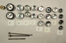 Vtg Slot Car Parts Lot Aluminum Wheels Threaded Type 1/24, 1/32 Estate Find