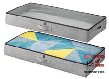 2-Pack Under Bed Storage Containers - Low Profile 4.5 Inches Tall - Grey