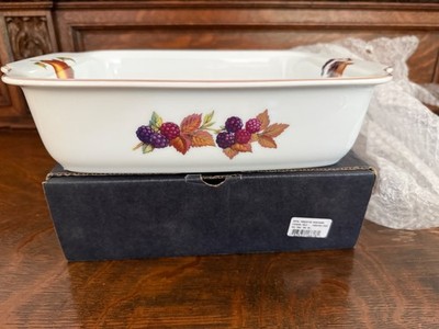Royal Worcester Evesham Gold Rectangular Handled Dish 12'' New in Box